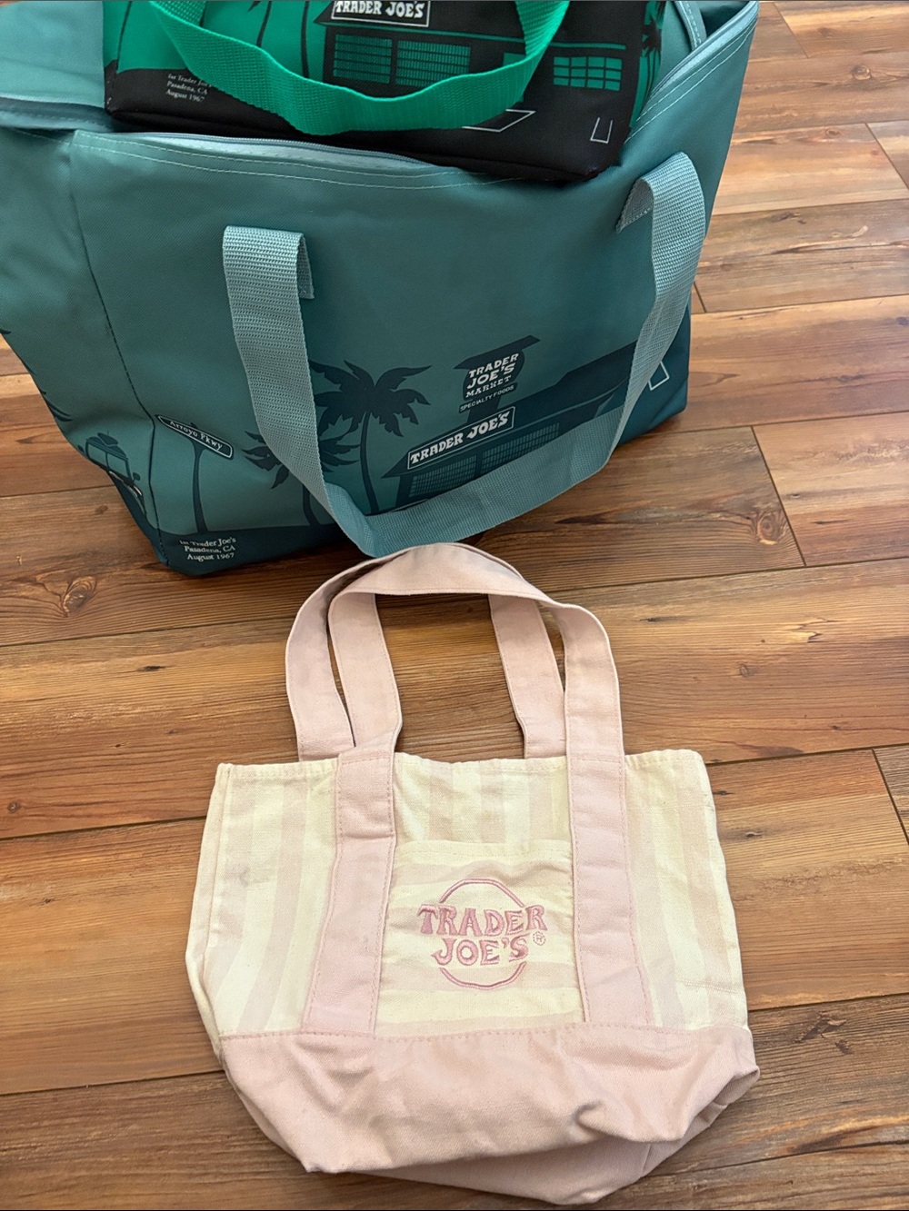 Trader Joe’s Pink Striped Canvas Tote Bag